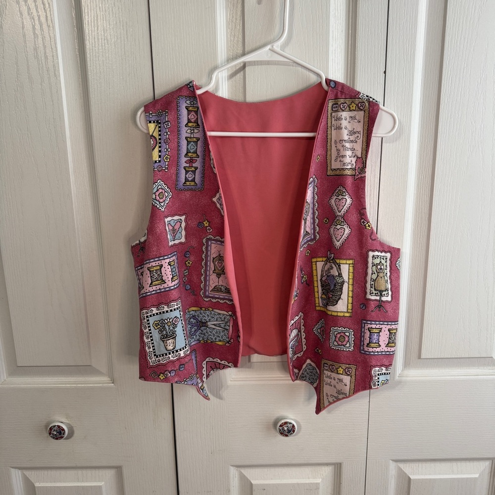 Handmade sewing pattern open front vest